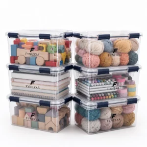 Fynexxa | Clear Plastic Storage Bins (6-Pack)